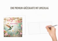 Felicitare de zi de naștere pătrată Edition Seidel Premium cu plic - Felicitare Happy Birthday cu motiv de colibri, flori și natură pentru bărbați, femei și copii (GQ200 SW024) 2