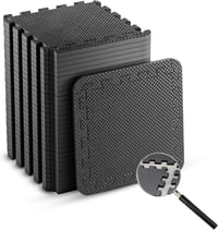 edukit Fekete Padlóvédő Szőnyeg Szett 24 db - 30,5x30,5 cm EVA Puzzle Matrac, Hőszigetelő Sportszőnyeg Edzőterembe, Garázsba, Kempingezéshez 1