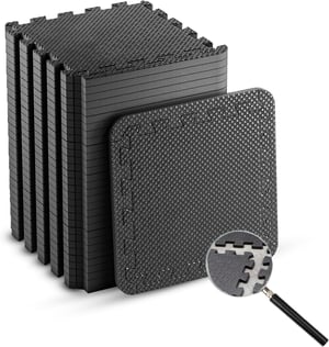edukit Fekete Padlóvédő Szőnyeg Szett 24 db - 30,5x30,5 cm EVA Puzzle Matrac, Hőszigetelő Sportszőnyeg Edzőterembe, Garázsba, Kempingezéshez