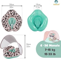 EDWEKIN Premium Úszógyűrű Leoni UV Tetővel UPF 50+ - 6-36 Hónapos Babáknak 5
