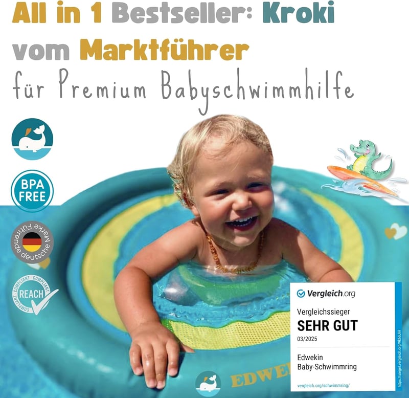 EDWEKIN Úszógumi Krokodil Bébi Úszóülés 6 Hónapos Kisgyermekeknek