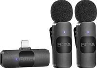 BOYA BY-V2 Vezeték nélküli mikrofon iPhone-hoz, 2.4GHz klip mikrofon vlogging YouTube videózáshoz 2