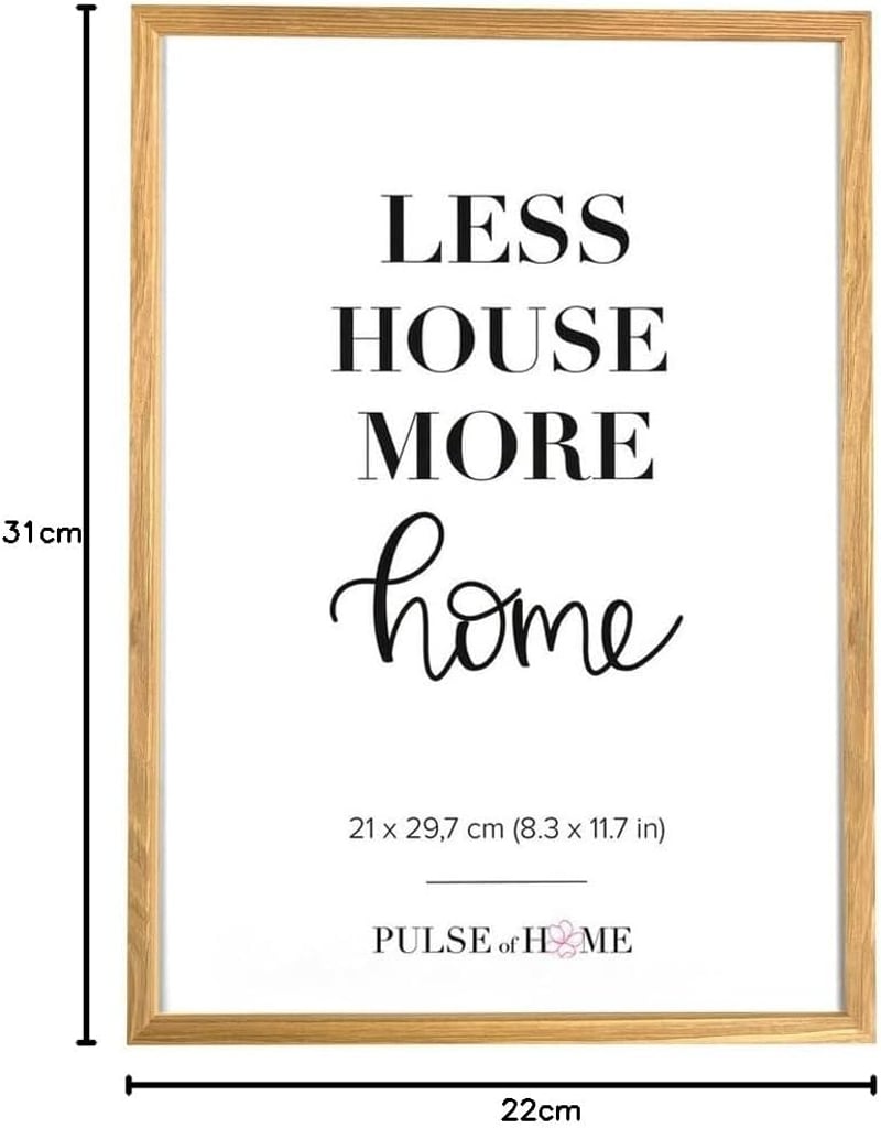 PULSE of HOME Natúr Fa Képkeret A4 (21 x 29,7 cm) - Vékony Keret Fotókhoz, Poszterekhez, Gyermekrajzokhoz - Dekoráció Gyerekszobába és Nappa