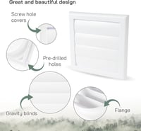 Vent Systems 125mm Fehér Szellőző Fedél - Szárítógép Kivezető Fedél Szellőzőnyílásokkal - Elszívó Sapka - Egyoldalas Műanyag Légbevezető Rác 4