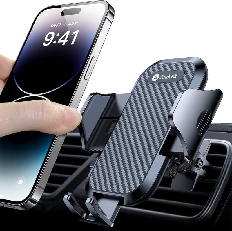 Andobil Autós Telefontartó Szellőzőrácsra - 360° Forgatható, Stabil Rögzítés, iPhone 14/13/12, Samsung, Huawei, Xiaomi Készülékekhez