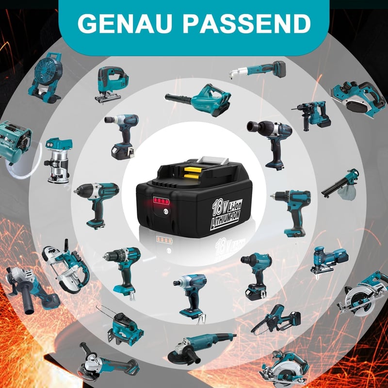 Energup 18V 8000mAh Li-ion Akkumulátor Csomag (2db) - Kompatibilis Makita BL1860B BL1850 BL1840 BL1830 Szerszámokkal - LED Töltésjelzővel
