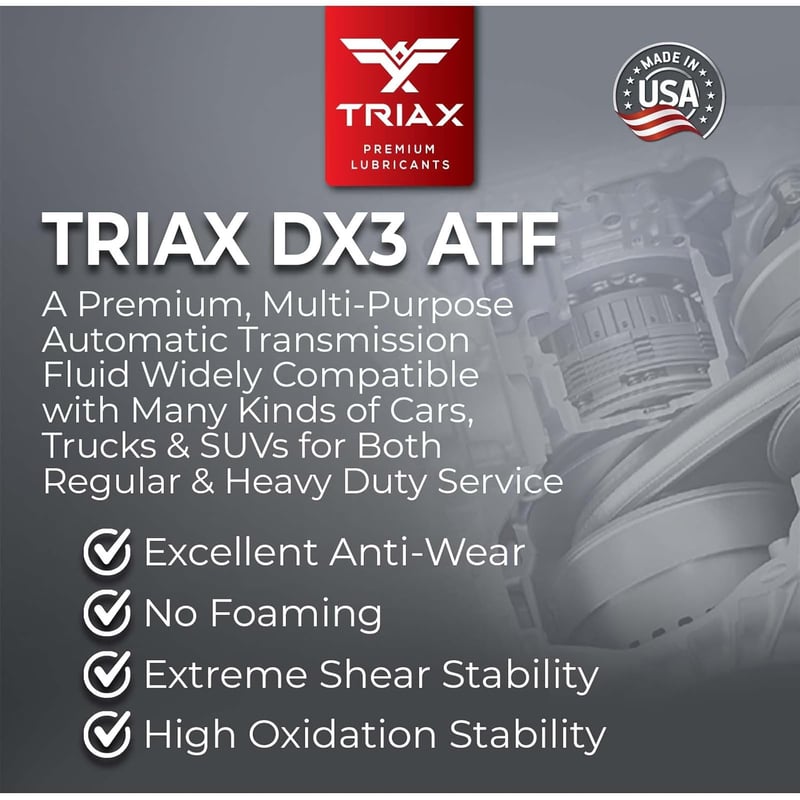TRIAX Multi-Purpose ATF DEX III/MERC Szintetikus Keverék Sebességváltó Folyadék - Optimalizált Súrlódás, Hibamentes Váltás, -50°F Hidegfolyá