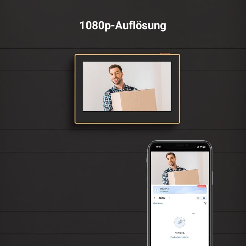 EZVIZ CP2 WiFi Ajtókamera 4,3" Színes Kijelzővel - 1080p Vezeték Nélküli Videós Kaputelefon 146° Látószöggel, 2200 mAh Akkumulátorral, Arany