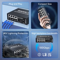 SODOLA 8 portos 2.5 Gbps hálózati switch, 10G SFP+ port, 100 Gbps kapacitás, fémházas 7
