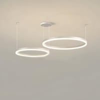 YYUTLUO Modern LED Csillár - 2 Fehér-Arany Gyűrű (40+60cm, 40W) - Távirányítós Fényerőszabályzós Függőlámpa Nappaliba - Minimalista Mennyeze 9