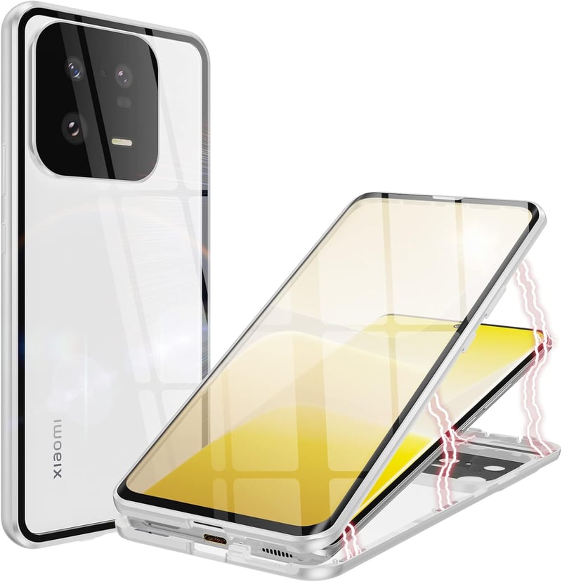 Xiaomi 13 Pro mágneses tok - 360°-os átlátszó üveg védelem, ezüst