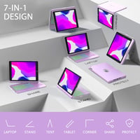 iPad 10.2 360°-os Bluetooth billentyűzetes tok, 7 színű háttérvilágítással - 9./8./7./6. generációs iPadhez (Lila) 6