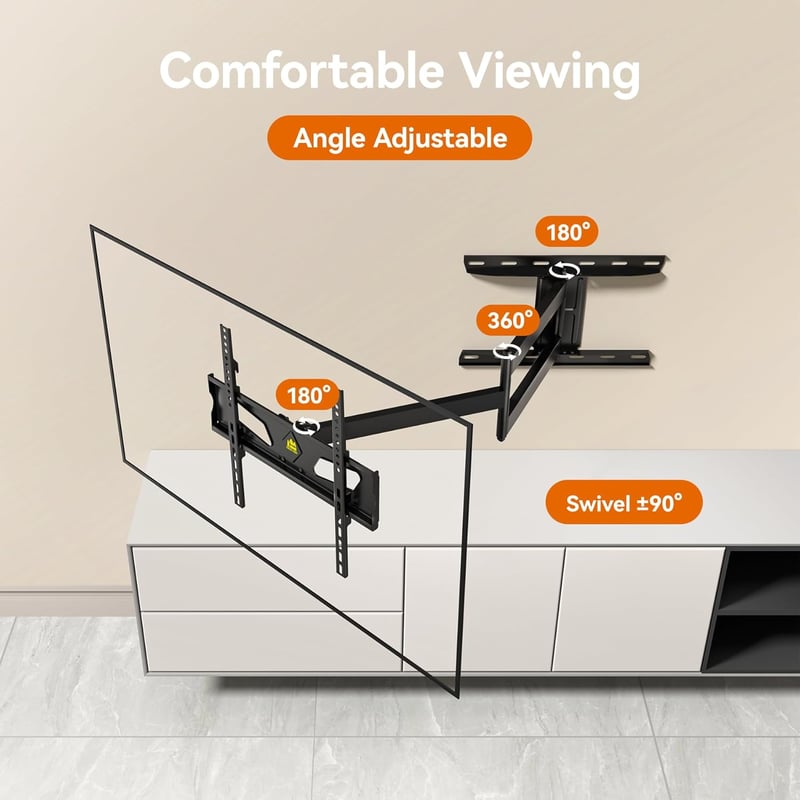 FORGING MOUNT TV Fali Tartó 32-65" Képernyőkhöz, 90° Elforgatható, 910mm Extra Hosszú Kar, 45kg Teherbírás, VESA 400x400mm, Dönthető Konzol
