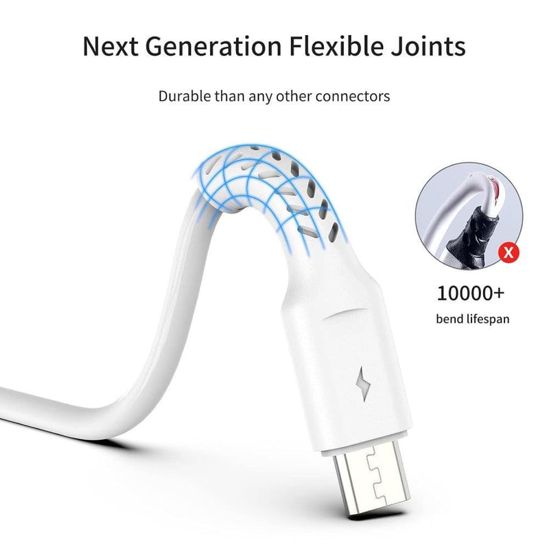 Fehér PEAKLIFT mikro USB töltőkábel szett, 5 darabos, 30 cm-es