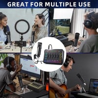 LILUOSUO Keverőpult Podcast Felszerelés USB-C Mikrofonnal - Videó Készítéshez, Élő Közvetítéshez, Játékokhoz - PC, Tablet, Okostelefon Kompa 7