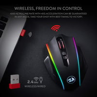 Redragon M686 Vampire Elite vezeték nélküli gamer egér, 16000 DPI, 45 órás üzemidő, programozható makrók, RGB háttérvilágítás, PC/laptop kom 9