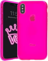 iPhone XS Ütésálló Női Tok - Neon Rózsaszín Szilikon Védőburkolat 1