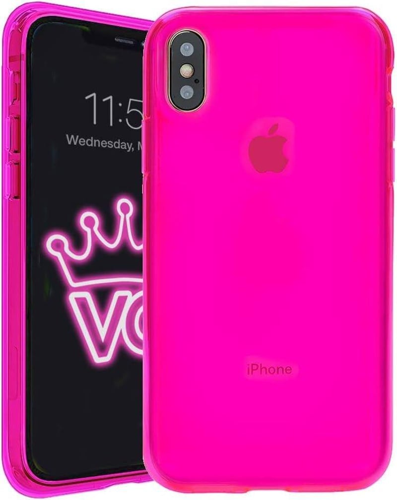 iPhone XS Ütésálló Női Tok - Neon Rózsaszín Szilikon Védőburkolat
