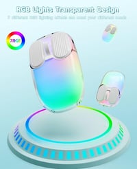 MAMBASNAKE Mini Vezeték Nélküli Bluetooth Gamer Egér, Átlátszó, RGB, Fehér 4