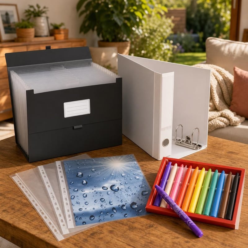 Set organizare documente: biblioraft 13 compartimente + dosar + 100 folii + 12 carioci