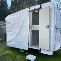 EEATUZTL Biela krycia plachta s okami 4x6m, vodoodolná tkaná plachta, UV odolná a pevná ochranná plachta na kempovanie, do záhrady, na loď, stan 9