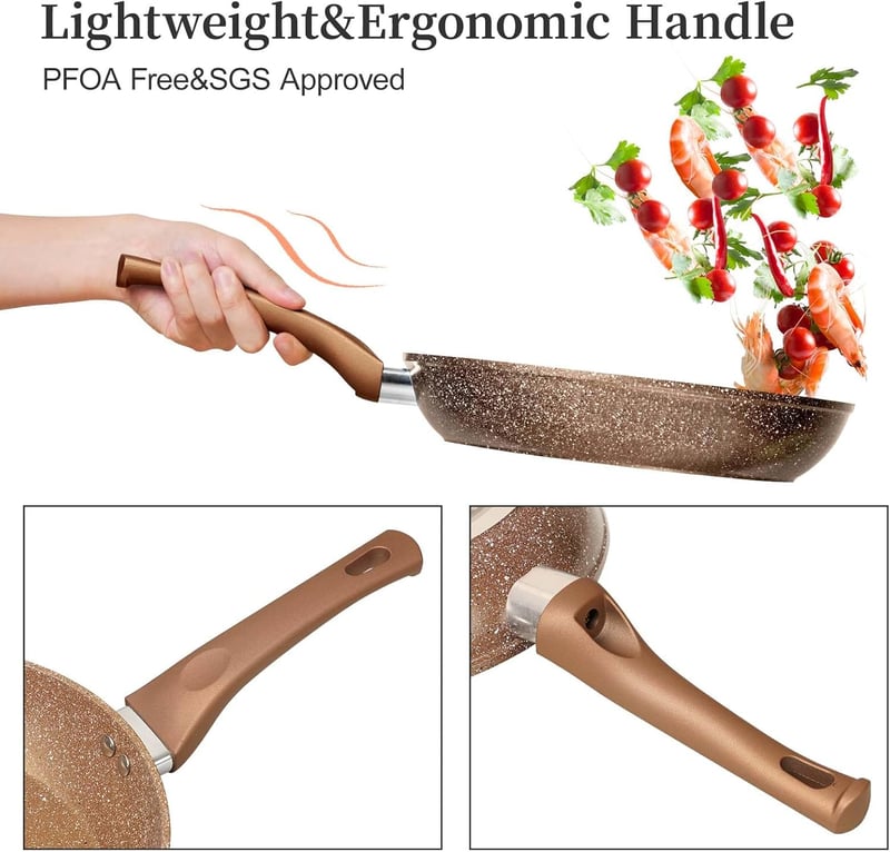 Innerwell 3 részes tapadásmentes serpenyő készlet 20/24/28 cm - indukciós, kerámia bevonatú, gránit edény, PFOA-mentes, sütőben használható,