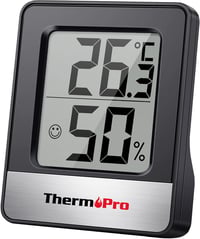 ThermoPro TP49 Digitális Mini Hőmérő és Páramérő - Beltéri Klímafigyelő Készülék Hangulatjelzővel, Fekete 1