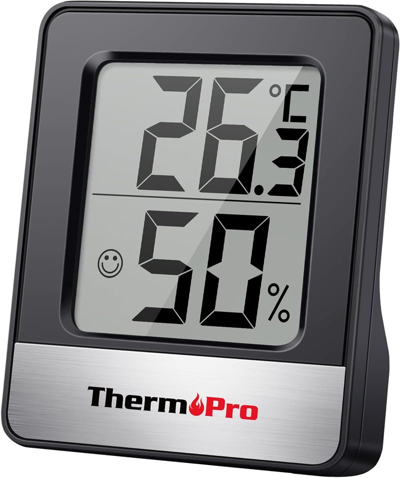 ThermoPro TP49 Digitális Mini Hőmérő és Páramérő - Beltéri Klímafigyelő Készülék Hangulatjelzővel, Fekete