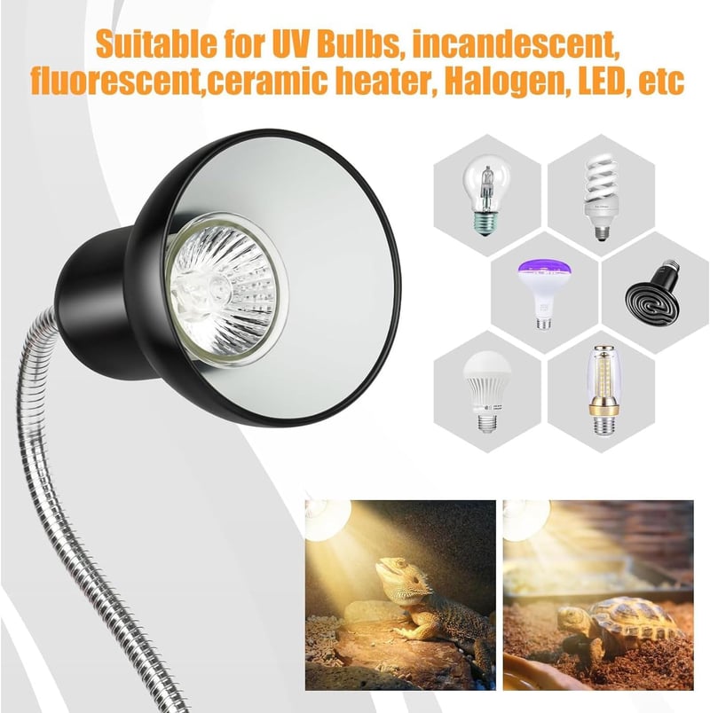 Shengruili Teknős Hőlámpa - 25W és 50W E27 Izzókkal, 360° Forgatható Csipesszel, UV Sugárzás, Terráriumokhoz, Hüllőknek, Teknősöknek