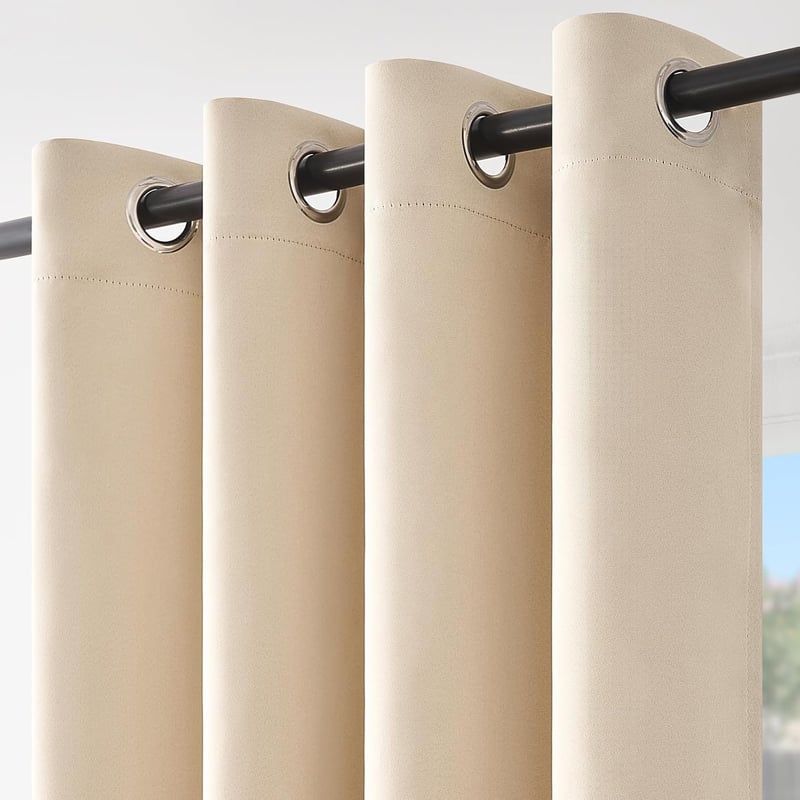 Topfinel Bézs Sötétítő Függöny 140x225 cm - Hőszigetelő, Fényáteresztést Gátló Függöny Ösennel