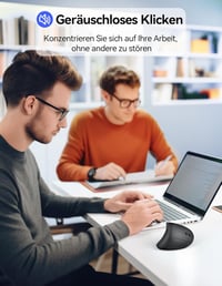 TECKNET Ergonomikus Vezeték Nélküli Egér - Újratölthető, 4800 DPI, Csendes Kattintás, 6 Gomb, LED Kijelző, Fekete 6