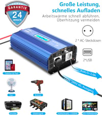 GIANDEL 2000W Színuszos Inverter 12V-230V - Feszültségátalakító Dupla USB Porttal, LCD Kijelzővel és Távirányítóval Lakóautókhoz 4
