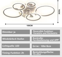 MiiR LED Mennyezeti Ventilátor Világítással - 145W, 3 Színhőmérséklet, 6 Sebesség, Távirányítóval és Applikációval, Fehér, Hálószobába, Napp 3