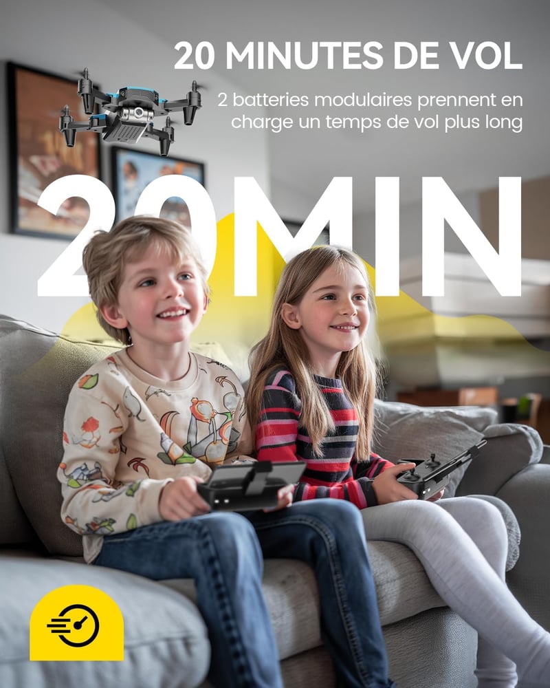 DEERC D20 Mini Drón 720P HD Kamerával - Összecsukható Kék Quadrokopter Gyerekeknek és Felnőtteknek, Hangvezérléssel, 2 Akkumulátorral