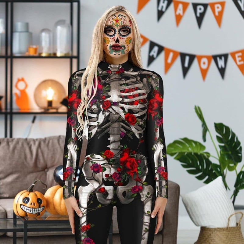 Csontváz Overáll Női Halloween Jelmez M-es Méretben