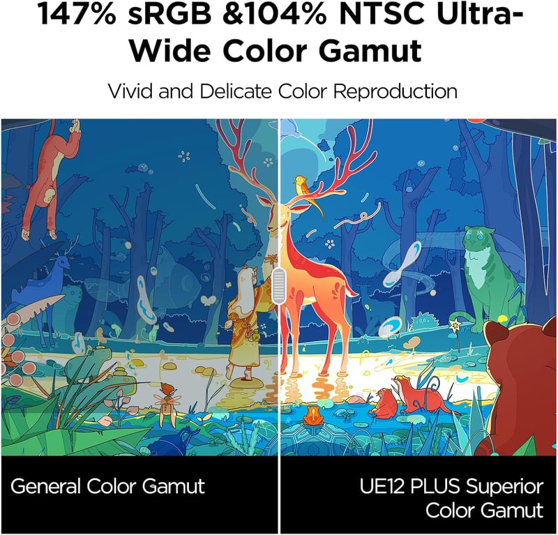 UGEE UE12 Plus 11,9" Grafikus Tablet Kijelzővel - 147% sRGB Színtér, Akkumentes Toll, 8 Gyorsgomb, Windows/Mac/Android Kompatibilis, Fekete