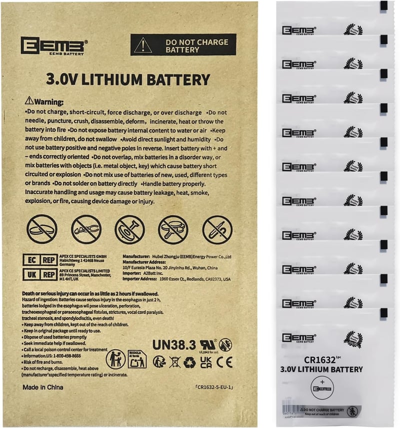 EEMB CR1632 3V lítium gombelem 10db - óra, kulcstartó, számológép