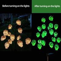 Weiongppy Halloween Kerti Napelemes Koponya Fényfüzér - 20 LED Zöld Világítás, IP54 Vízálló, Kültéri Dekoráció Kertbe, Fára, Ablakba 4