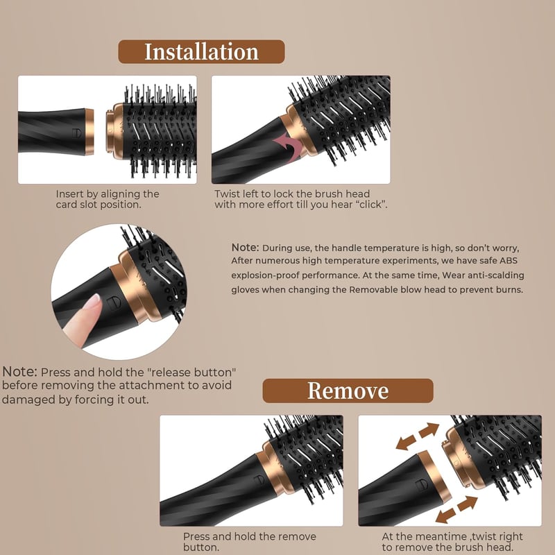 Airstyler 6 az 1-ben Hajformázó Készlet - Körkefés Hajszárító, Meleglevegős Kefe, Diffúzor, Göndörítő - Egyenesítéshez, Szárításhoz, Dúsítás