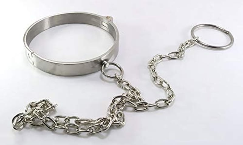 ZWFUN Choker Nyakörv Pároknak - Ezüst SM Bondage Nyaklánc Nőknek, Kényelmes Lekerekített Forma, Zárható Kivitel, L-es Méret (13,8 cm)