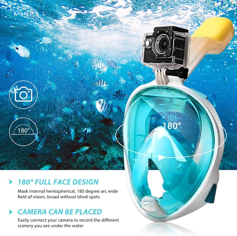 HINATAA 180°-os Panoráma Búvármaszk GoPro Rögzítéssel, Rózsaszín, S/M