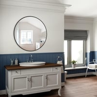 ZENIDA Kerek Tükör 60 cm Fekete Fém Kerettel - Modern Fali Tükör Előszobába, Fürdőszobába, Nappaliba - Vékony Keret, Elegáns Dizájn 6