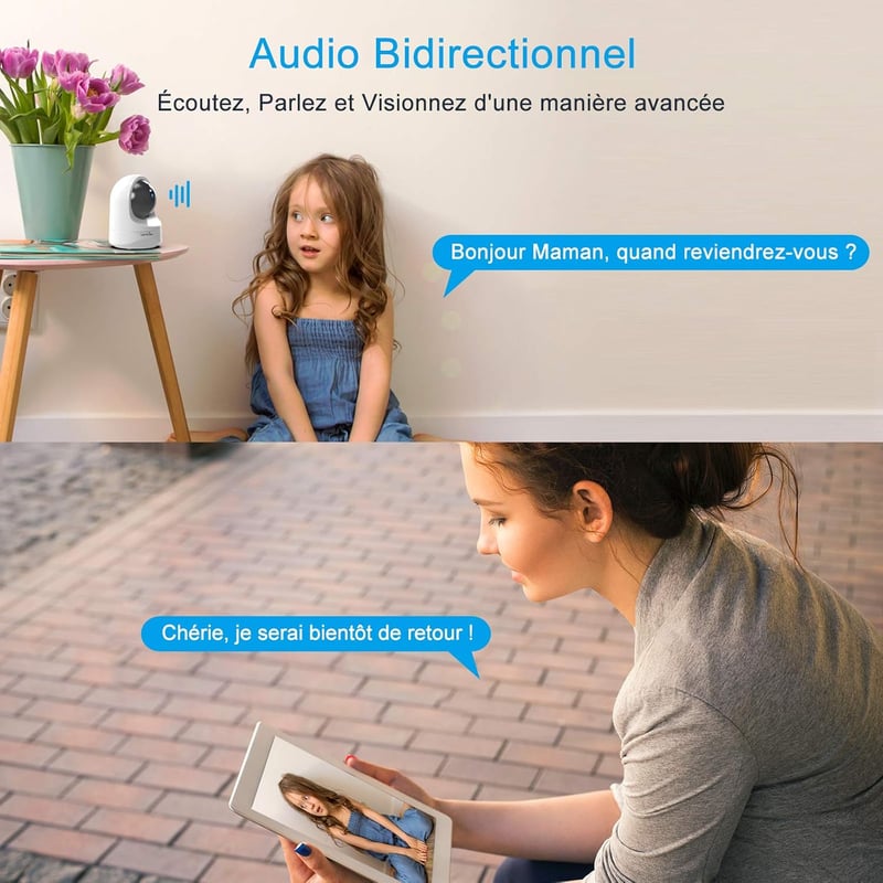 Wansview 2K WiFi beltéri biztonsági kamera Alexa-kompatibilis, babaőrző funkcióval