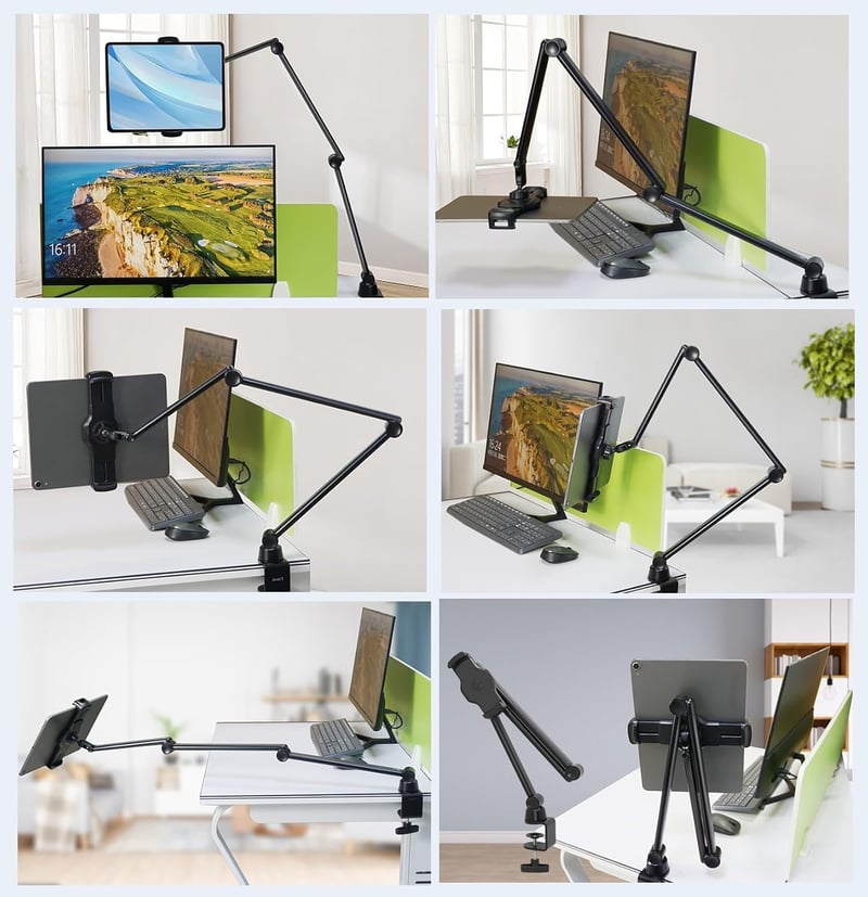 ZenCT 3 Karos Tablet Állvány - 100 cm Hosszú Fém Tartó, Asztali Rögzítés, 4.7-12.9" Készülékekhez, iPad Pro, Air, Mini, Samsung Galaxy Tab K