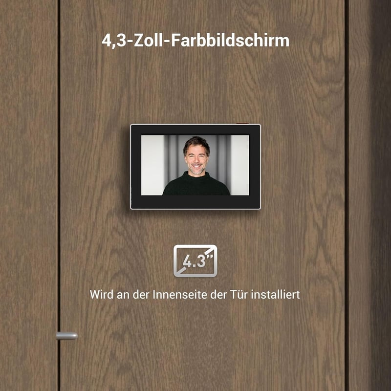 EZVIZ CP2 WiFi Ajtókémlelő 4,3" Színes Kijelzővel - 2MP Vezeték Nélküli Videós Kaputelefon 146° Látószöggel, 2200 mAh Akkumulátorral, Időjár