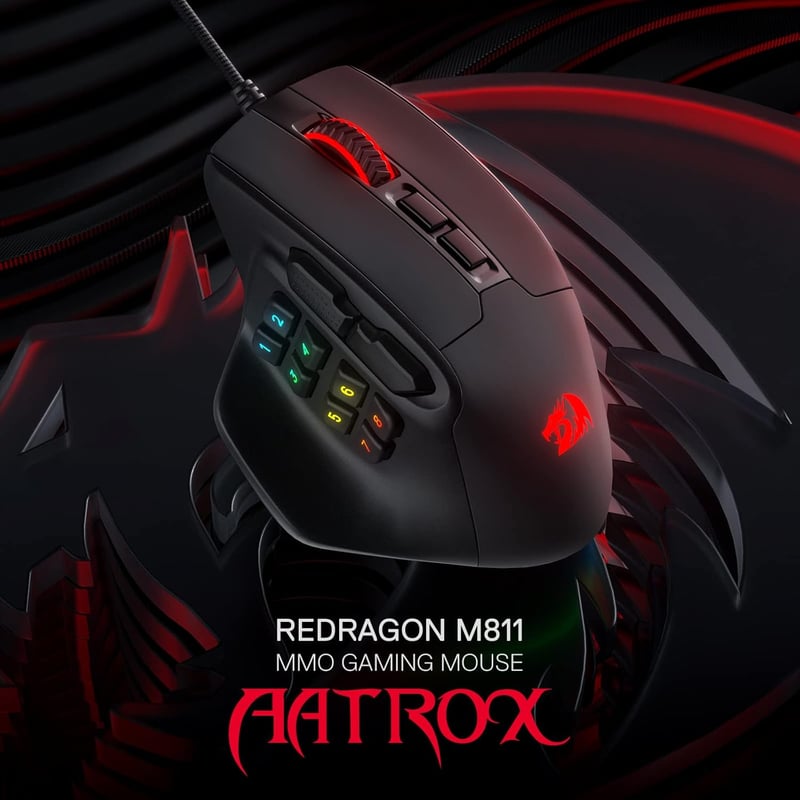 Redragon M811 Aatrox MMO gamer egér, 15 programozható gombbal, RGB háttérvilágítással