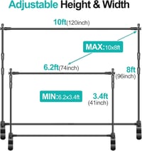 EMART Fotó Háttérállvány 300x240 cm - Állítható Alumínium Keret Stúdió Fotózáshoz, Hordozható Szett Homokzsákokkal és Táskával 2