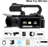 PITIKI 4K 64MP Videókamera WiFi Autofókusszal - 60FPS, 4" Érintőkijelző, 18X Zoom, YouTube Vlogkamera Mikrofonnal, Stabilizátorral és Távirá 7