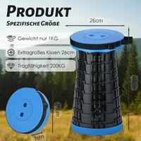 YONGHUO Teleszkópos Összecsukható Szék - Kempingszék 200 kg Teherbírással, 9 Magassági Fokozat, Könnyű, Erős Szerkezet, Kék 3