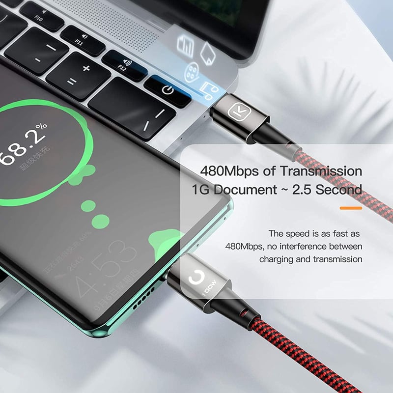 Mágneses USB-C kábel 100W - MacBook, iPad, Galaxy gyorstöltő és adatátviteli